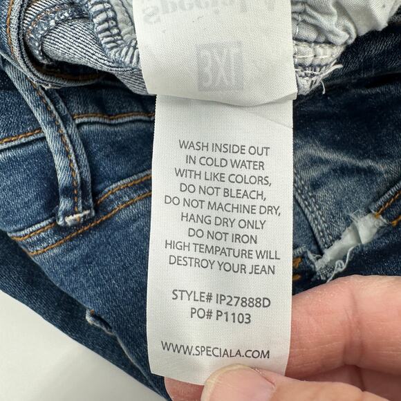 High Rise Frayed Raw Hem Ankle Distressed Skinny Jeans Blue Stretch Plus Size 3X - Picture 9 of 13